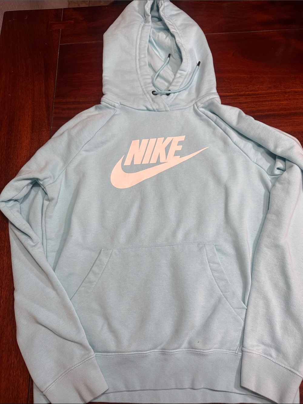 Nike Light Blue Crewneck Hoodie with White Swoosh